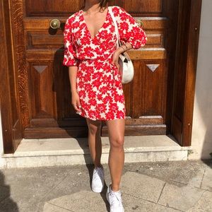 Zara floral faux wrap dress
